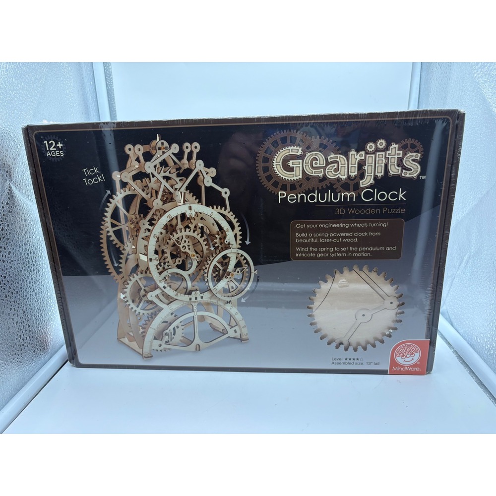 MindWare Gearjits Pendulum Clock 3D Wood Puzzle STEM Engineering Kit NEW